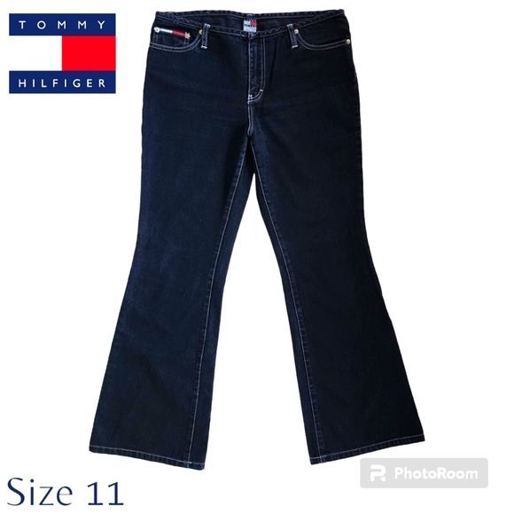 Tommy Hilfiger Dark Wash Flare Bottom Jeans EUC Size 11 - Picture 1 of 4